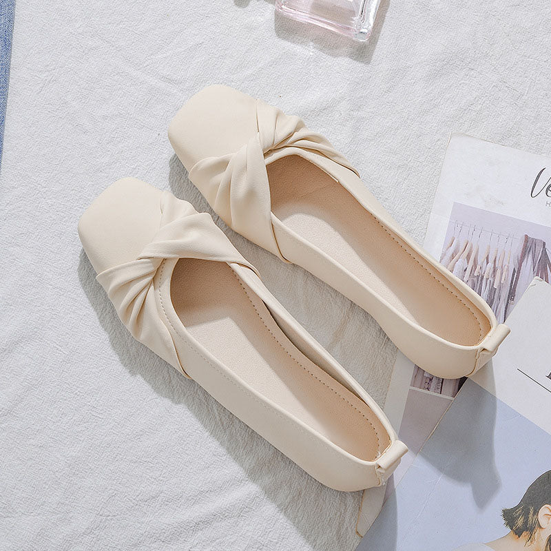 Women's Twist Detail Square Toe Flats