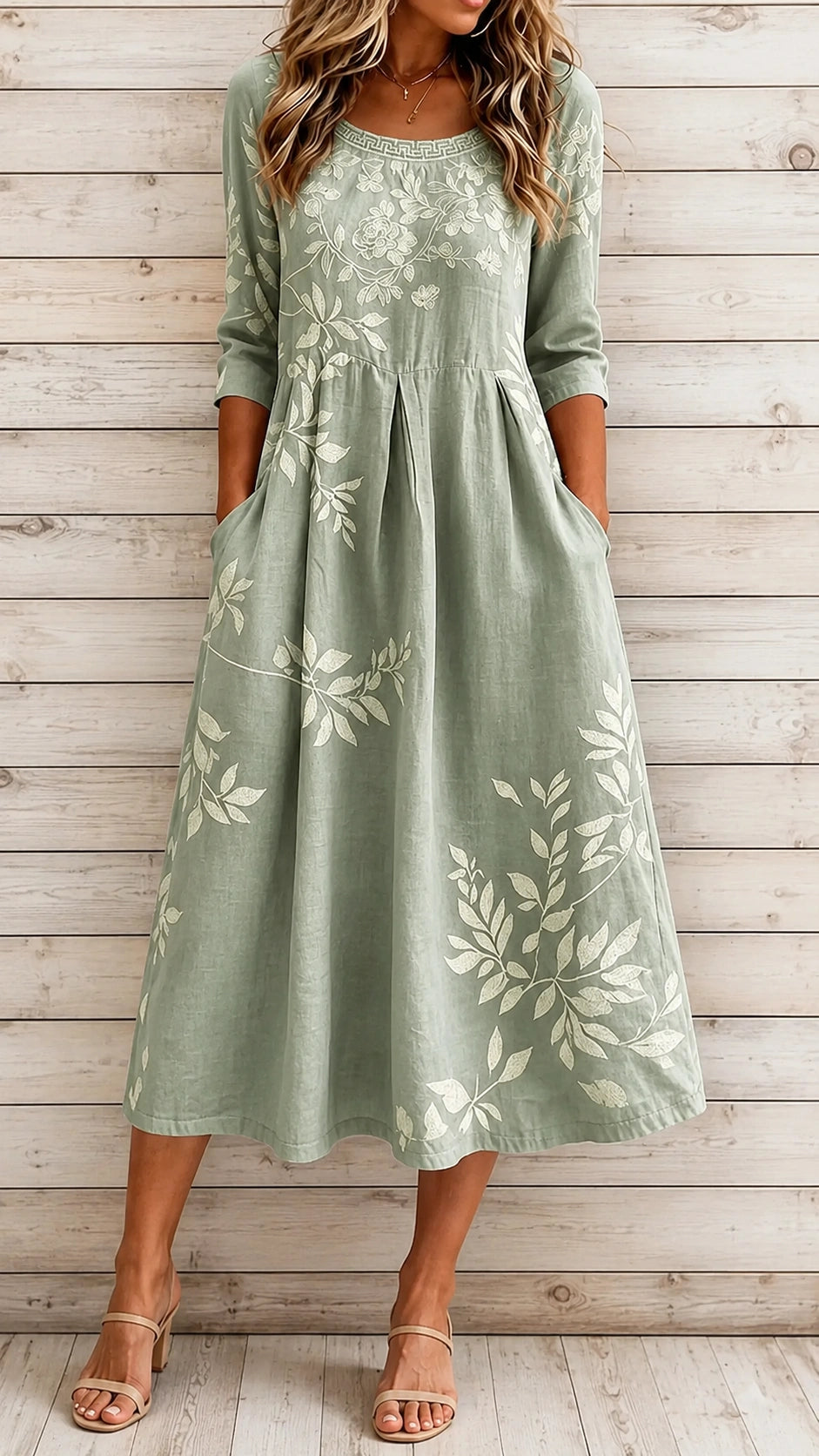 Women’s Botanical Print Midi Dress