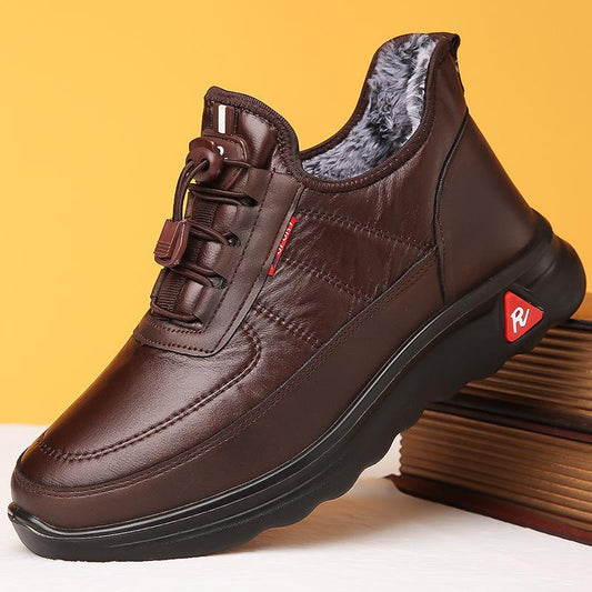 Men’s Water-Resistant Fleece-Lined Non-Slip Leather-Look Winter Shoes