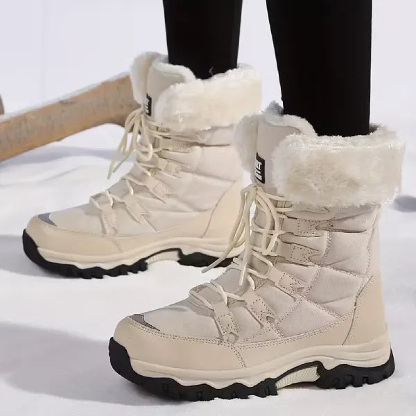 Women’s Waterproof Fleece-Lined Lace-Up Winter Boots with Grip Sole