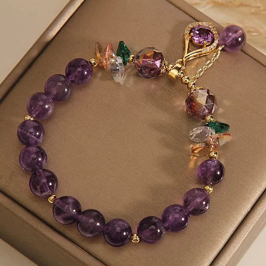 Amethyst and Mixed Crystal Bead Bracelet