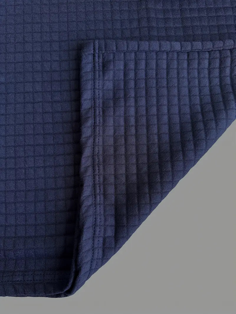 Men’s Textured Long Sleeve Polo Shirt with Zip Pocket