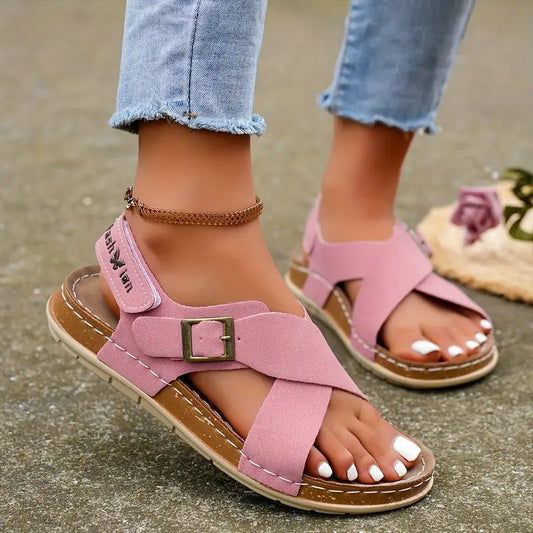 2025 Cross-Band Flat Sandals – Summer Roman Style