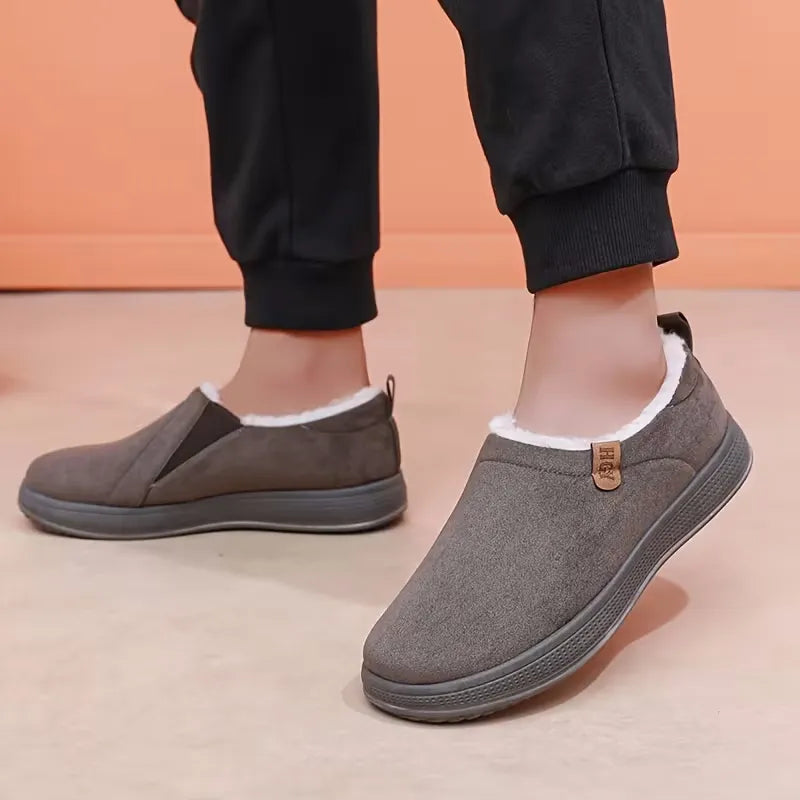 Unisex Fleece-Lined Slip-On Winter Slippers