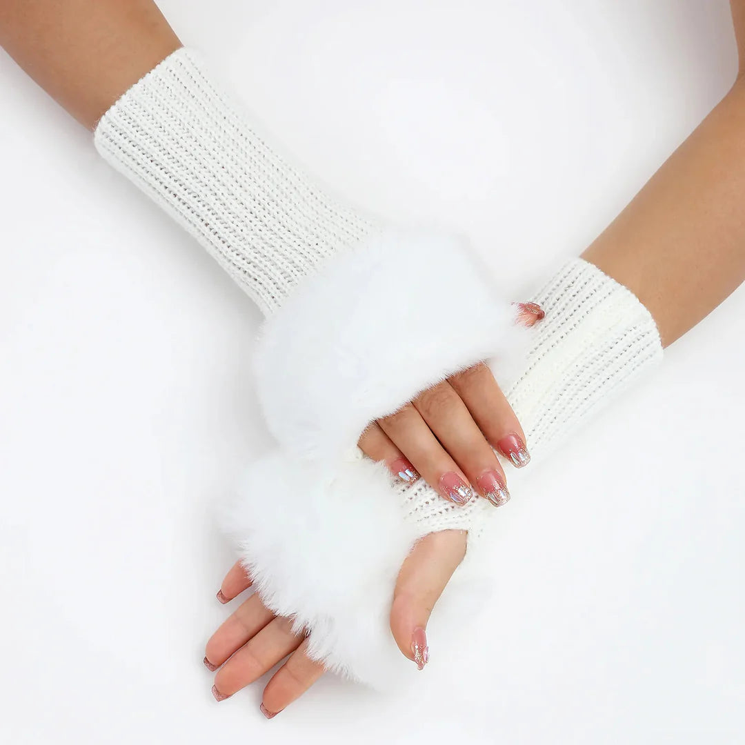 Women’s Faux Fur Cuff Ribbed Arm Warmers
