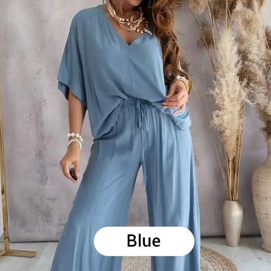 Women’s Relaxed Fit Two-Piece Top and Trousers Set