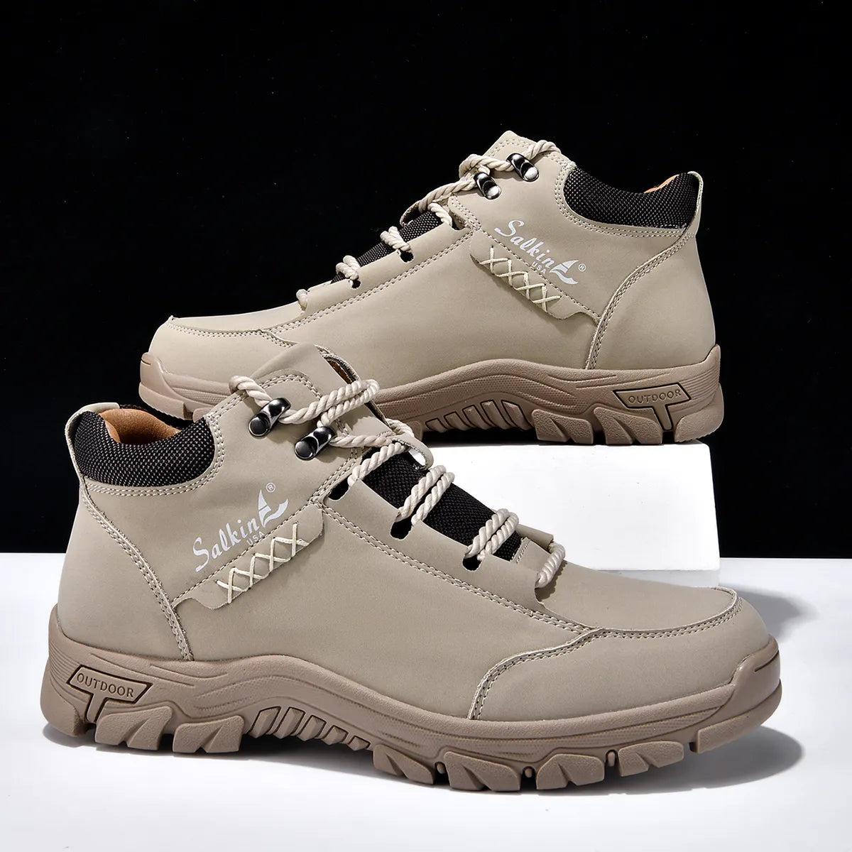 Men’s Full-Grain Supportive Leather-Look Boots