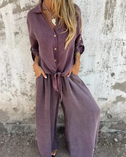 Women’s Effortless Draped Wide-Leg Lounge Set