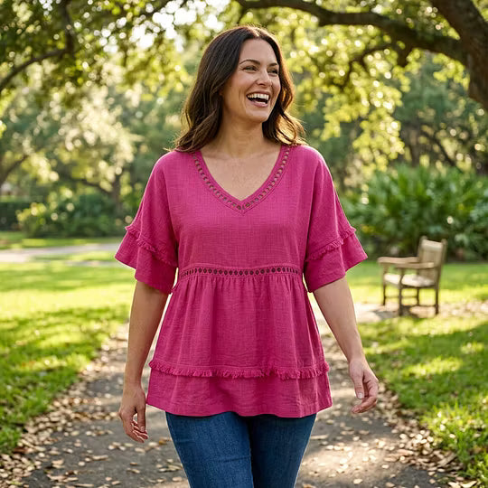 Women’s V-Neck Layered Tunic Top