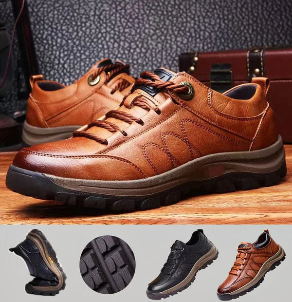 Men’s Waterproof-Style Leather-Look Walking Shoes