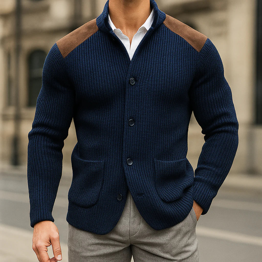Men’s Textured Button-Up Knit Cardigan