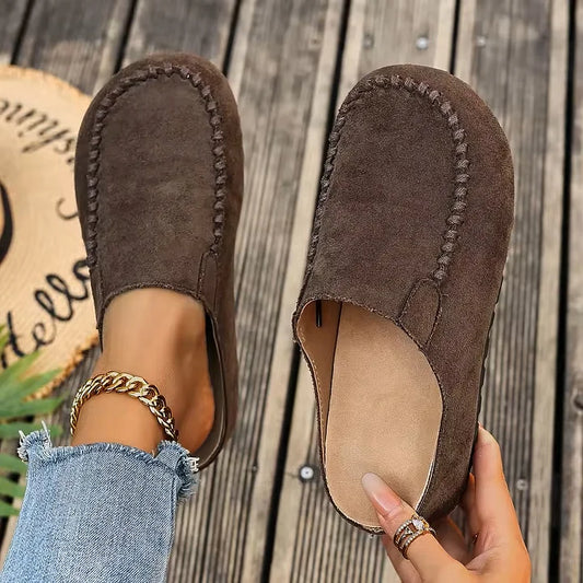 Women’s Retro Comfort Leather-Look Slip-On Mules
