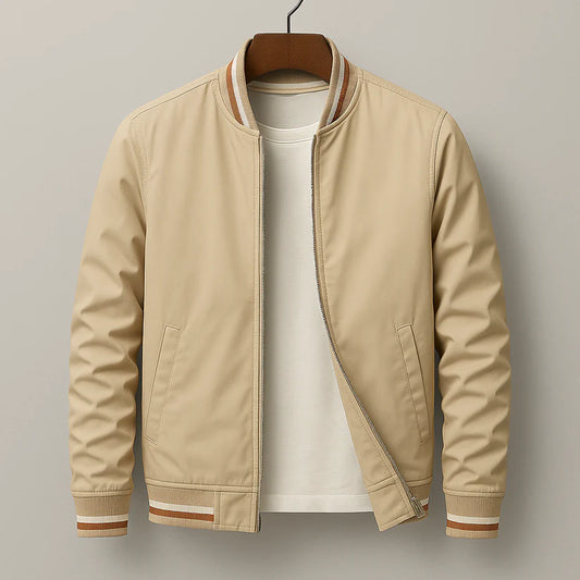 Men’s Striped Rib Trim Zip-Up Jacket