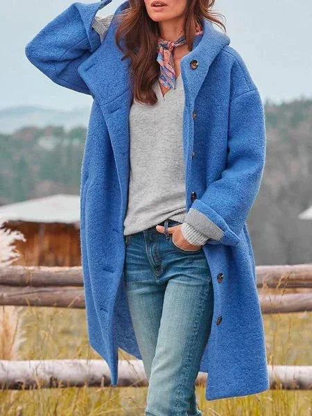 Long-Sleeved Merino Coat With Buttons