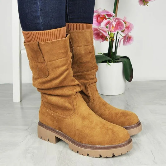 Women’s Faux Suede Wide-Toe Warm Support Boots