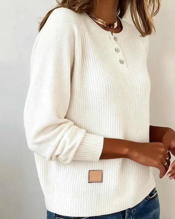 Elegant Button-Down Raglan Sleeve Sweater