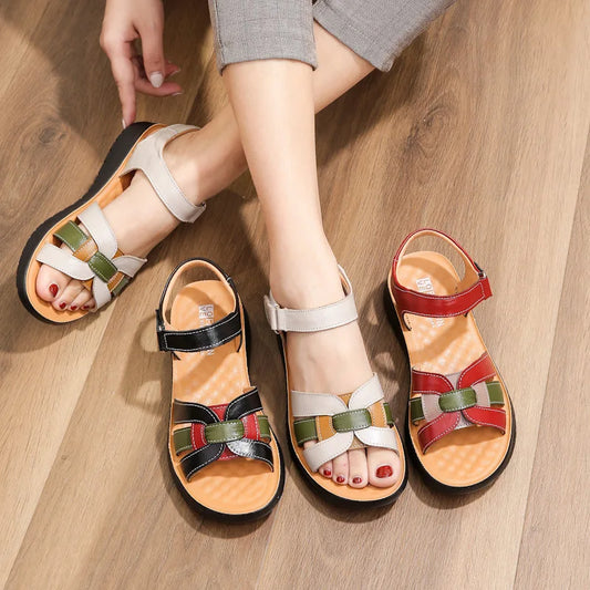 Thick sole with soft bottom casual leather-look sandals