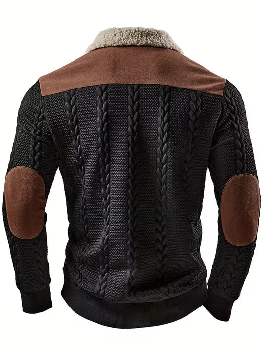 Men’s Textured Zip Collar Jacquard Sweater