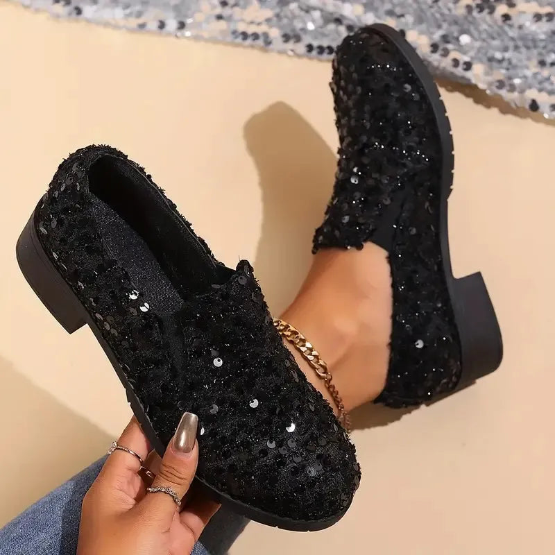 Women’s Sequins Decor Loafers