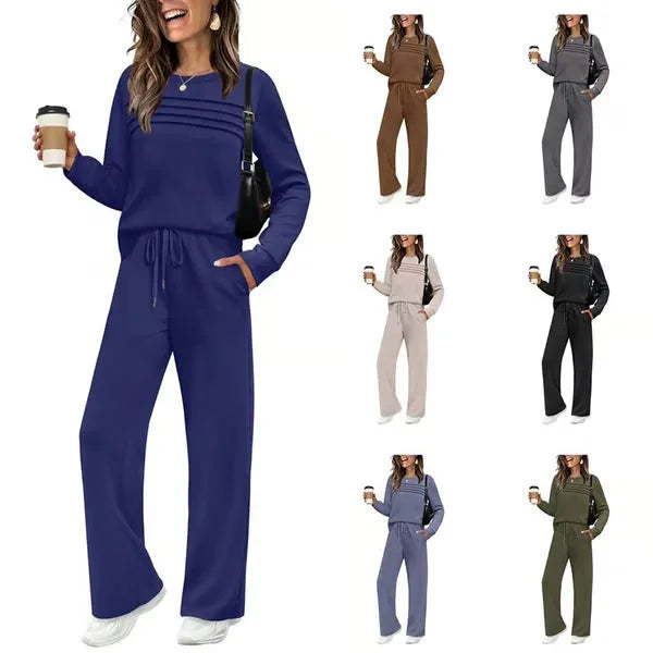 Women’s Round Neck Top & Drawstring Lounge Set (Short or Long)