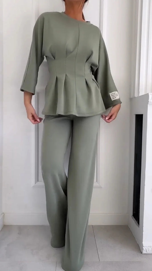 Women’s Casual Two-Piece Top and Trousers Set