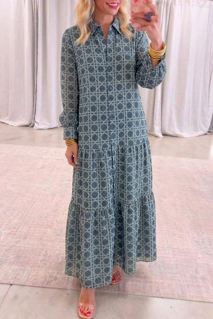 Women’s Geometric Print Tiered Maxi Dress