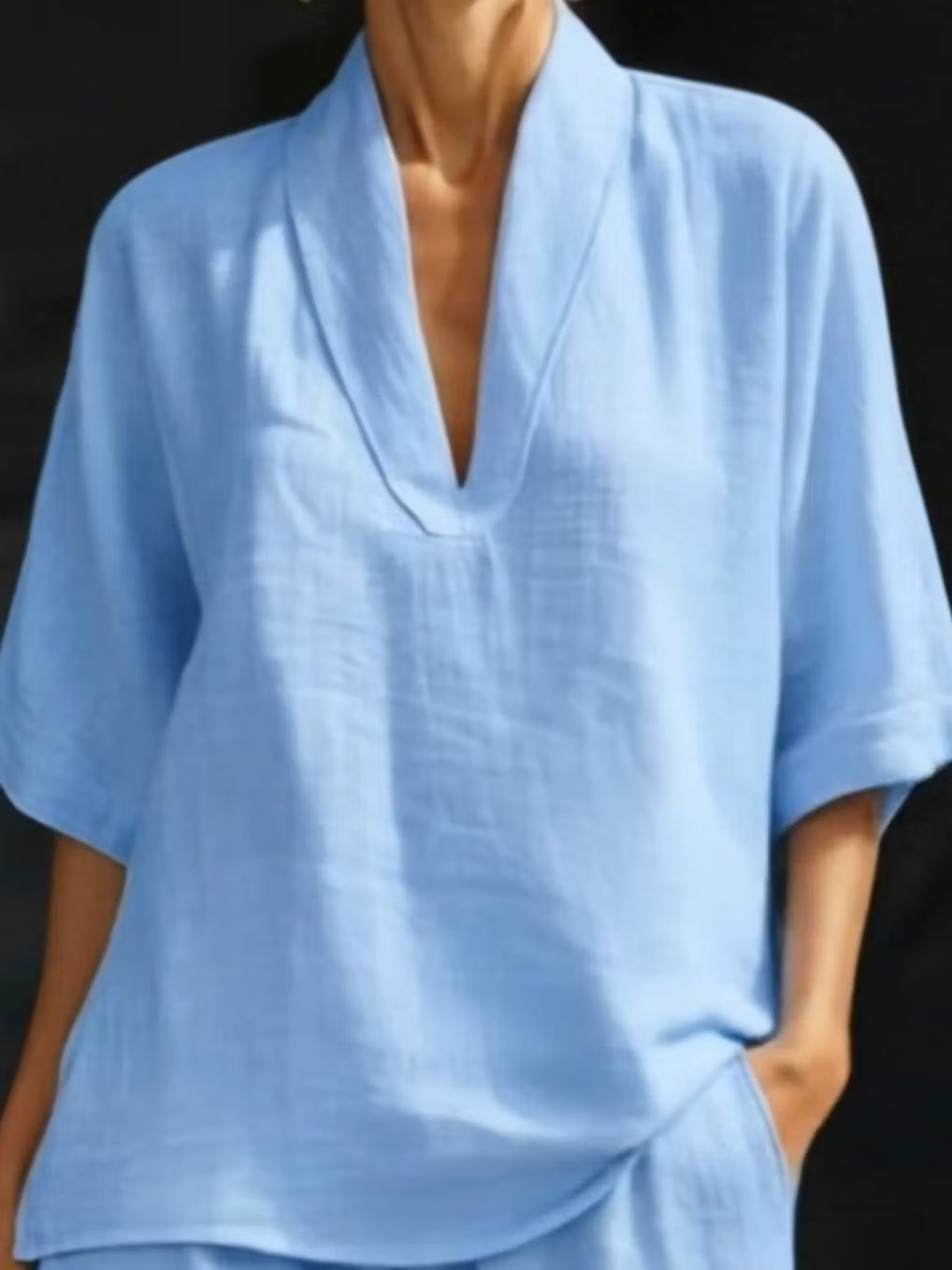 Women’s Relaxed V-Neck Top and Shorts Set