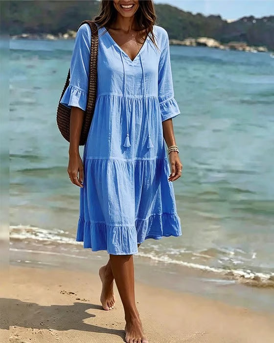 Women’s Tiered V-Neck Midi Dress