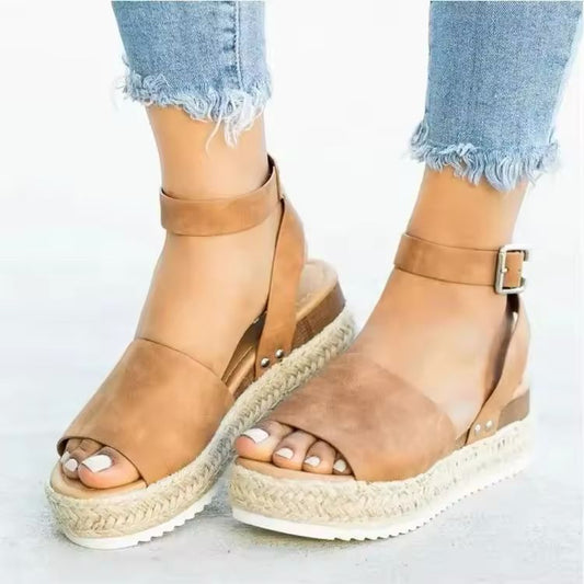 Sexy Roman Heel Sandals – Buckle Strap & Thick Sole