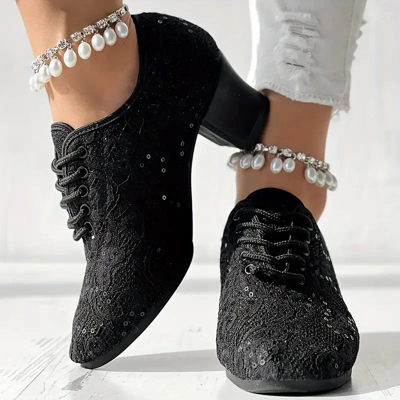 Closed Lace Latin Dance Heels