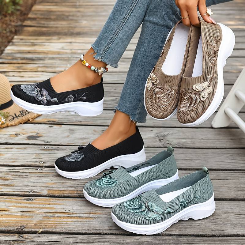 Women’s Breathable Butterfly Embroidered Casual Trainers