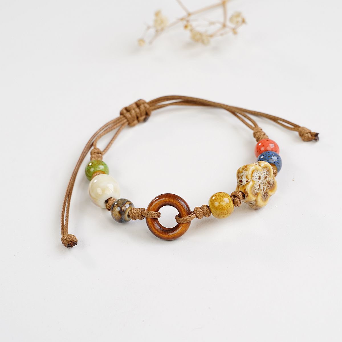 Women’s Boho Adjustable Ceramic Bead Bracelet