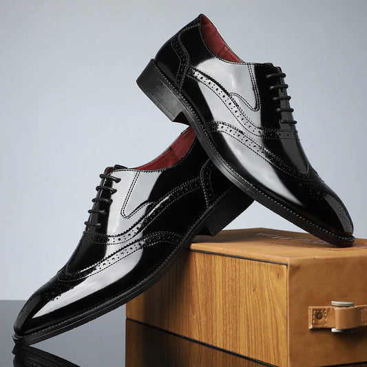 Men’s Heritage Wingtip Leather-Look Brogue Shoes