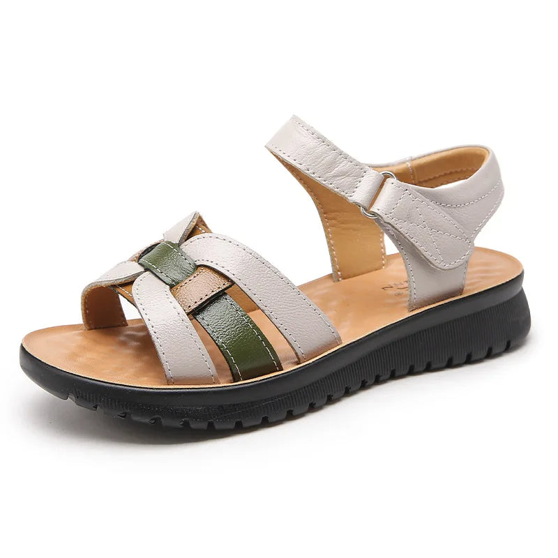 Thick sole with soft bottom casual leather-look sandals