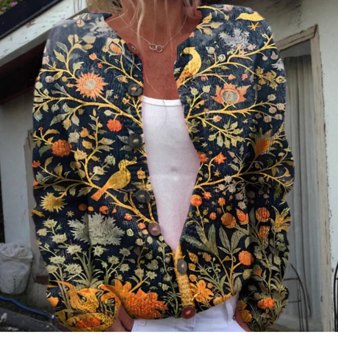 Women’s Vintage Floral Button-Knit Cardigan
