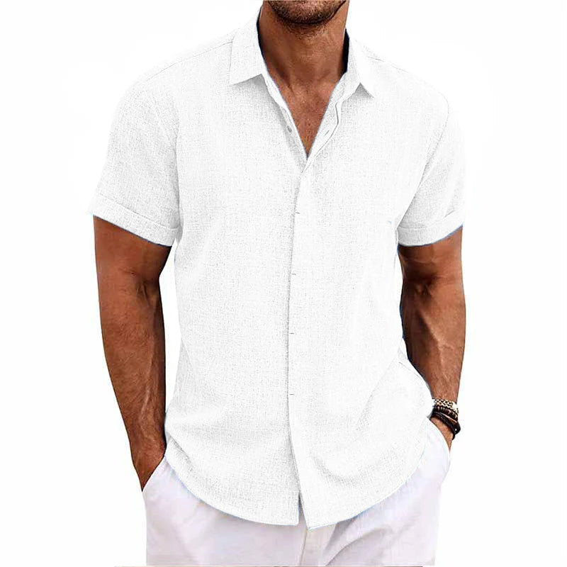 Men’s Cotton-Linen Short Sleeve Summer Shirt