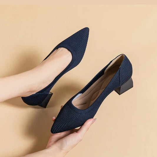 Comfortable Knit Heel Pump