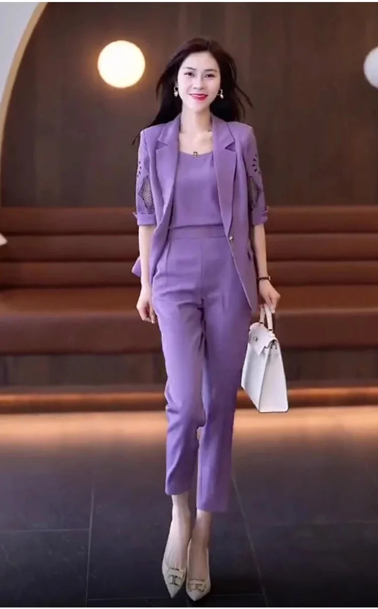 Women’s Tailored Three Piece Blazer Suit Set