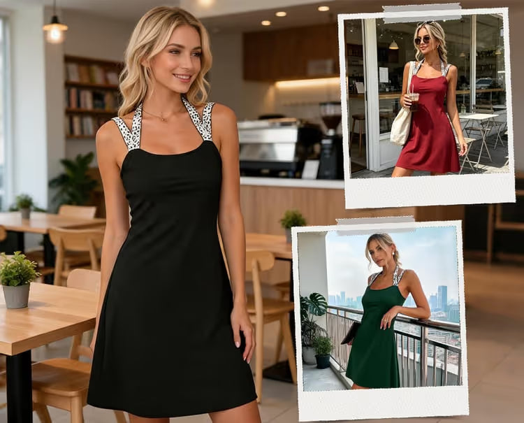 Women's Shimmer Cross-Over Strappy Dress