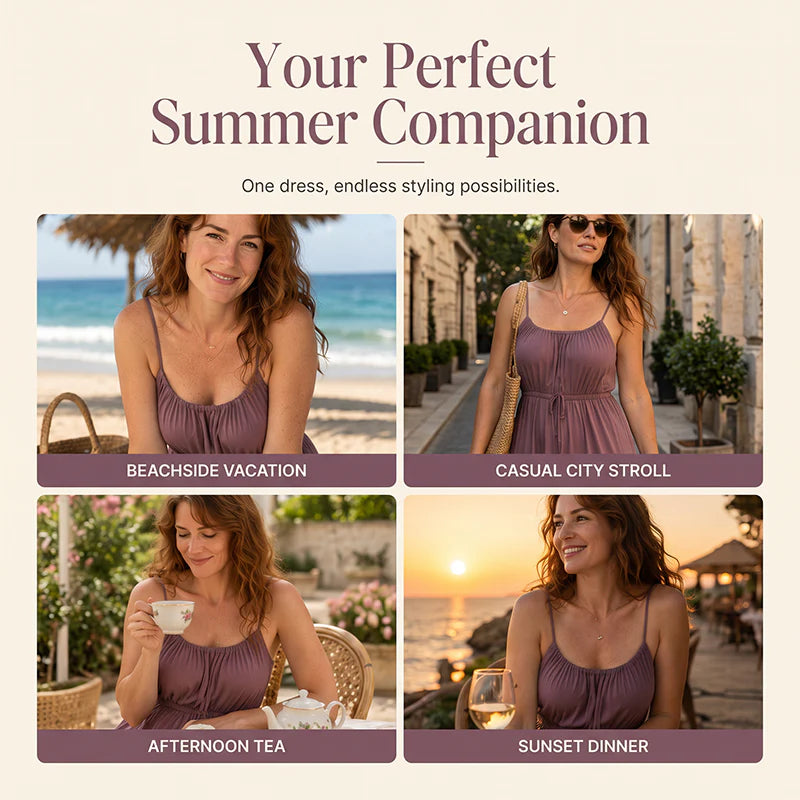 Women’s Drawstring Back Maxi Slip Dress