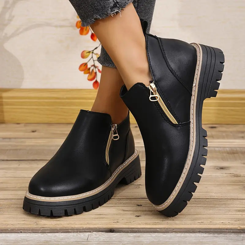 Women's Classic British Ankle Boots - Timeless Black, All-Season Comfort