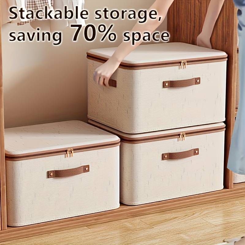 Large Foldable Fabric Storage Box with Lid and Carry Handles