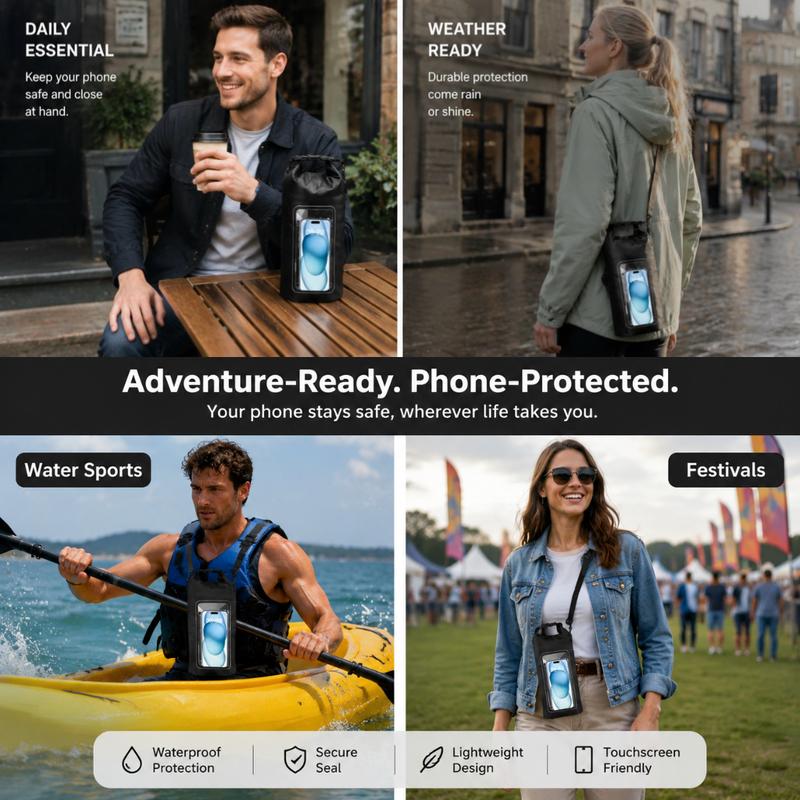 2L Waterproof Crossbody Dry Bag with Phone Window