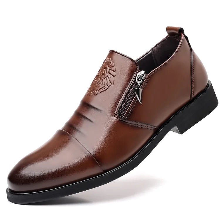 Italian Hand-Embossed Zipper Leather-Look Shoes