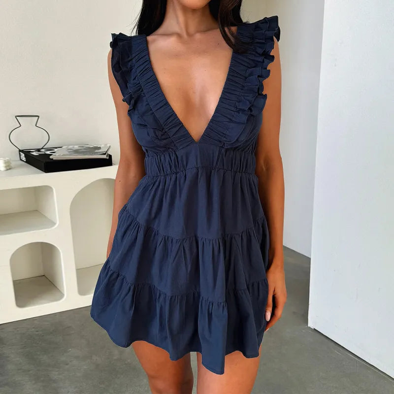 Women's Sleeveless Ruffle Mini Dress