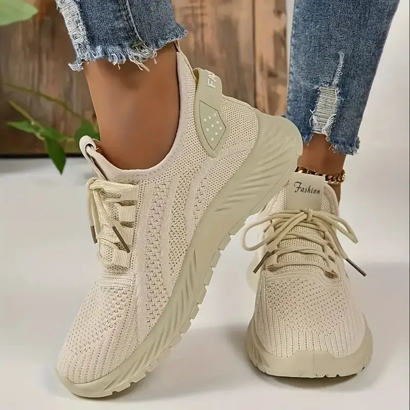 Women's Knit Trainers - Lightweight Breathable Running Shoes