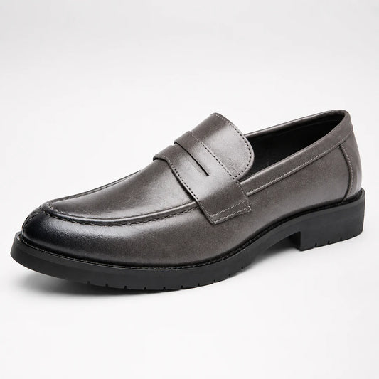 Men's Square Toe Leather-Look Loafers