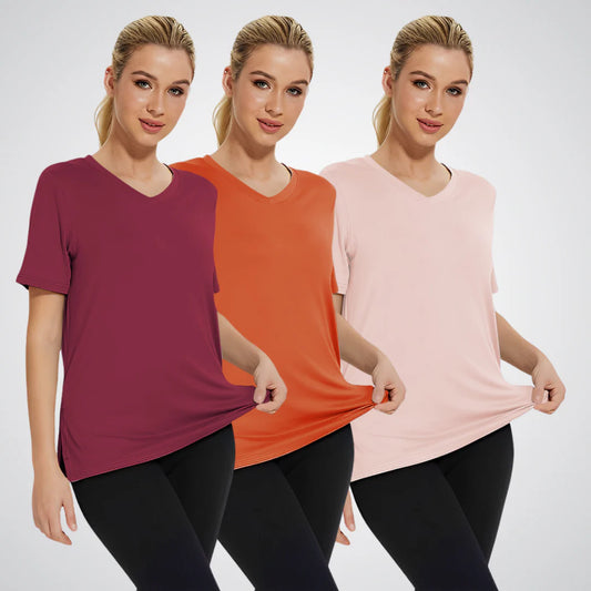 Women’s Casual Loose Fit V-Neck Tee 3 Pack