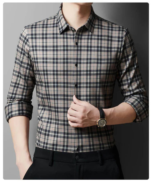 Men’s Textured Grid Pattern Casual Shirt