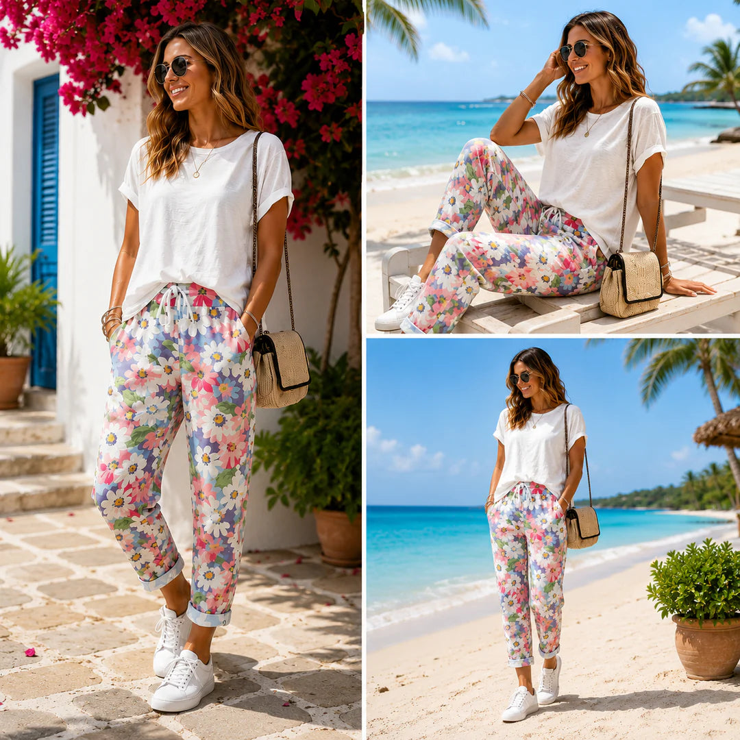 Women’s Floral Drawstring Tapered Trousers